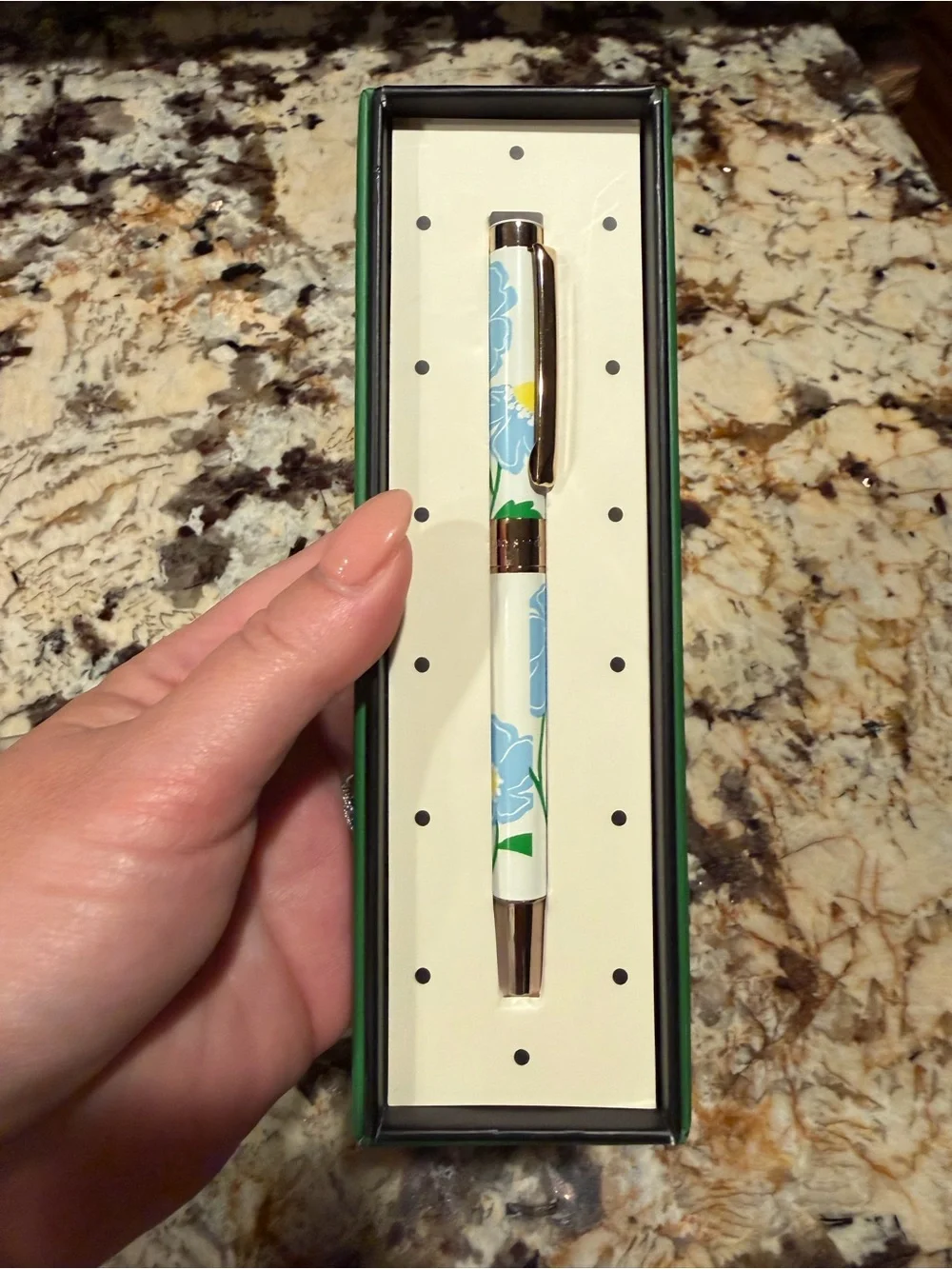 Kate Spade Blue White Floral Pen